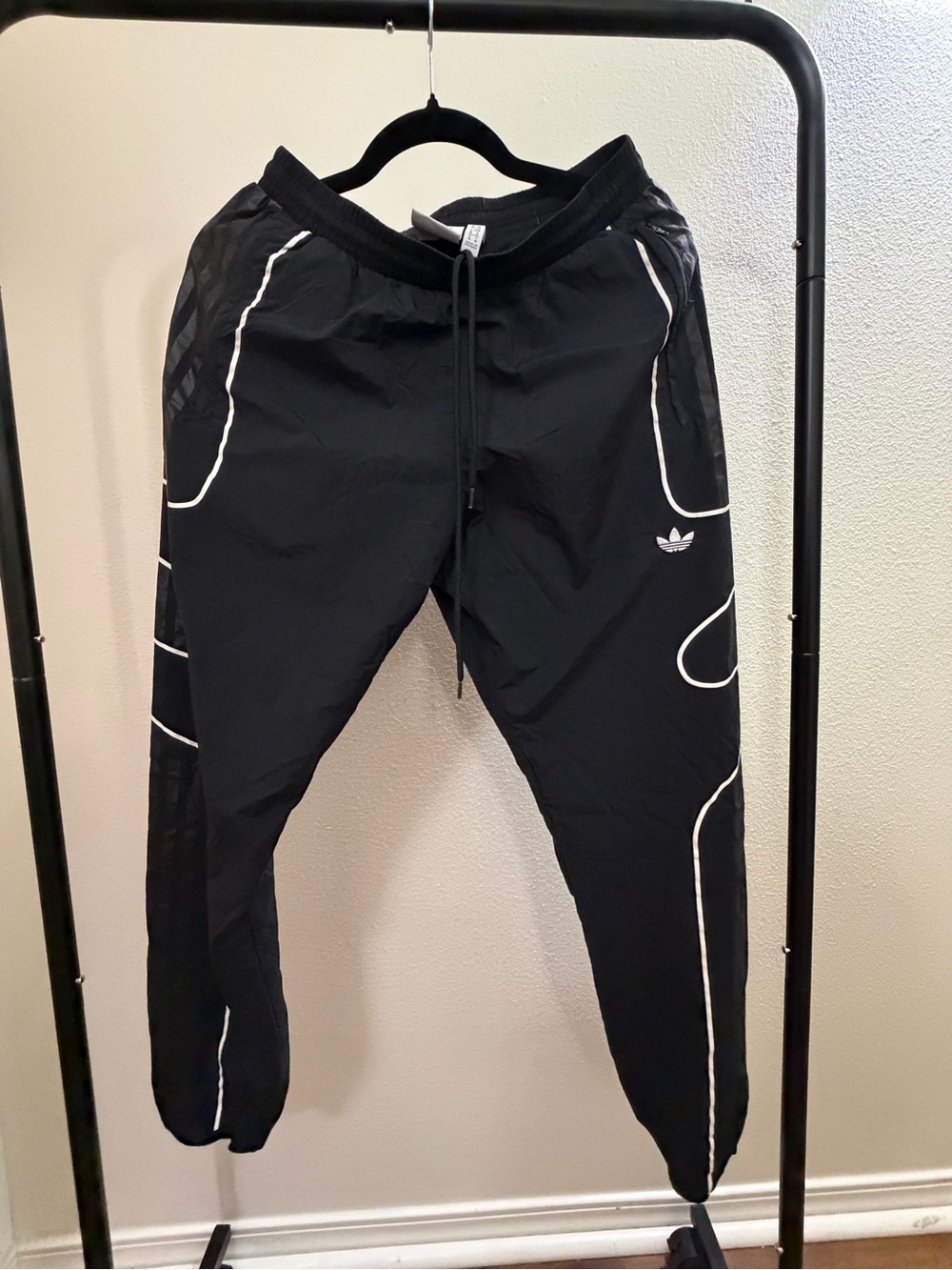 adidas Black Track Pants with White Trim